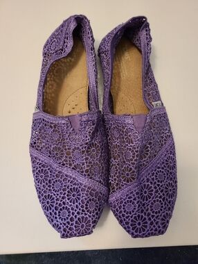 Toms Purple Crochet Slip-Ons